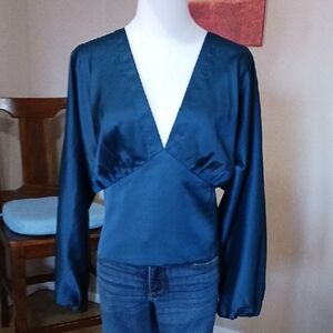 Banana Republic Deep Teal V-Neck Blouse